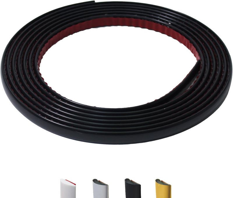 JSIWOTH 9.8 Ft Peel and Stick Wall Molding Trim, D-Shape Flexible Molding Trim Matte Black for Backsplash, Mirror, Wall, Window & Door Frames, Waterproof Self Adhesive Trim(W:0.4", T:0.1") - Image 1